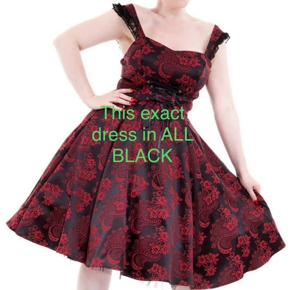Hearts and Roses brand ALL BLACK lace up dress with crinoline skirt retro glam - Picture 1 of 10